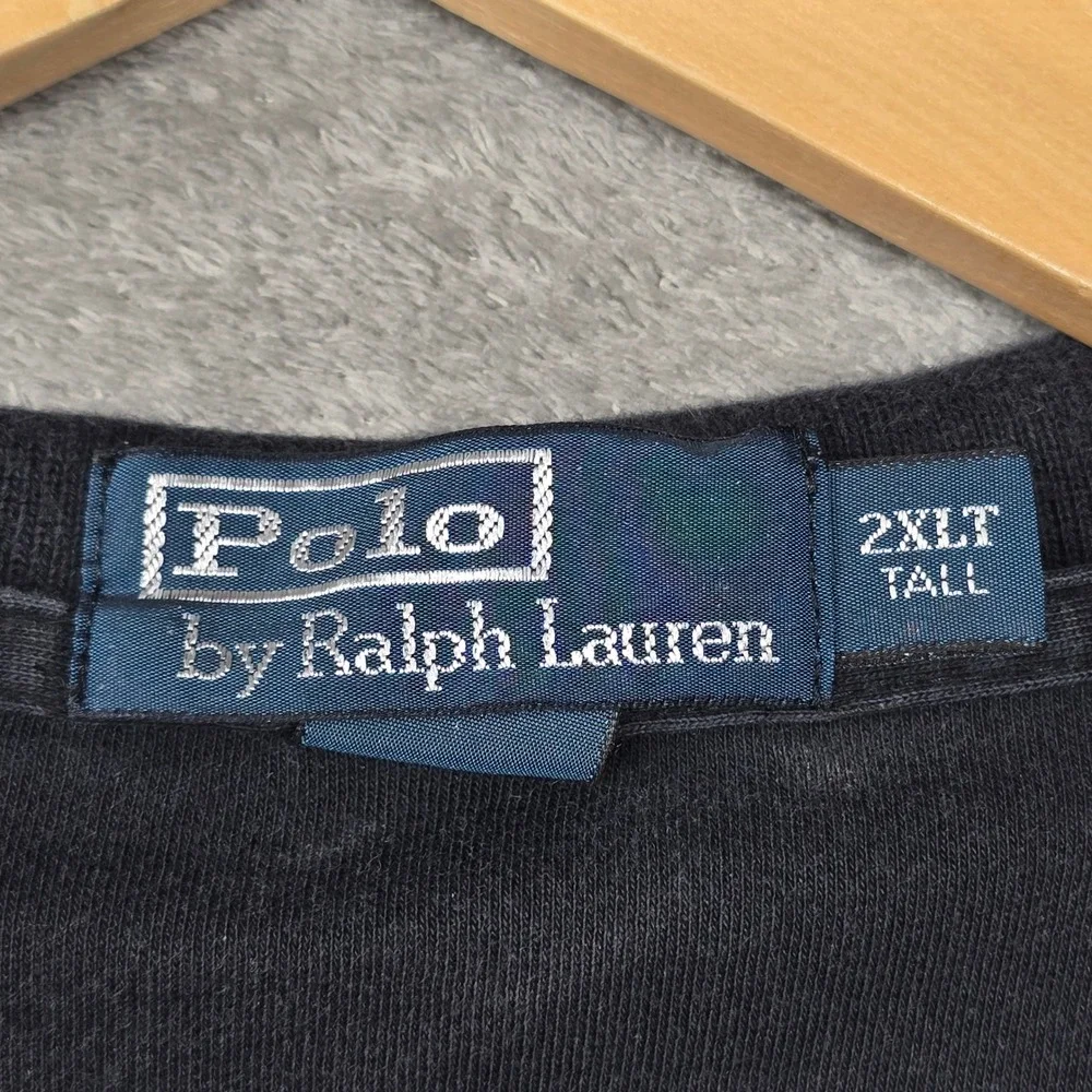 Polo Ralph Lauren Short Sleeve Jersey Polo Shirt Mens 2XLT Black Red Pony